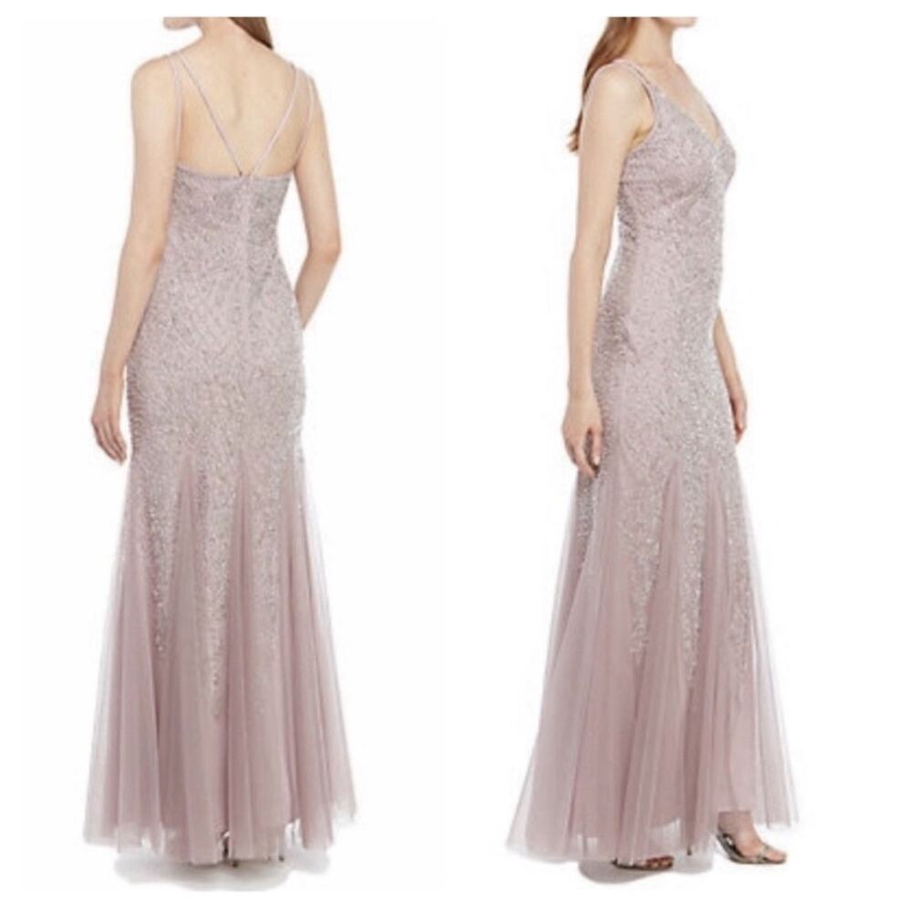 Xscape Pink Sequin Maxi Dress Prom Wedding Guest Elegant Cocktail Party Womens 2